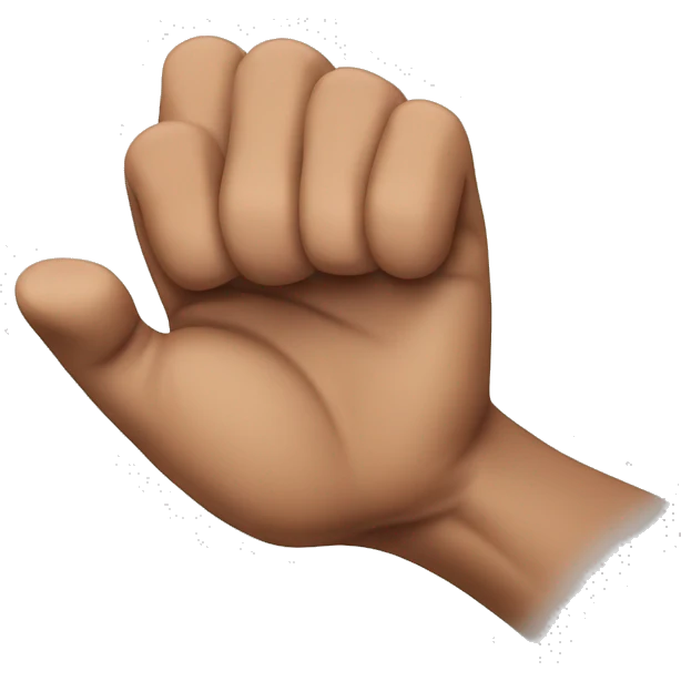 the right hand shows the muscles emoji