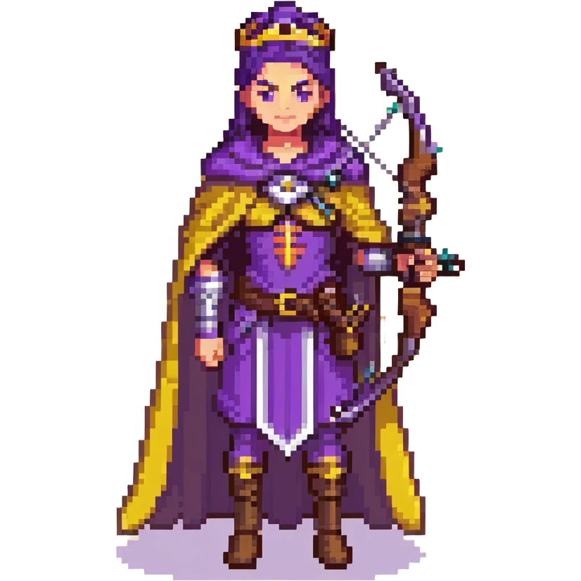 Archer Queen from Clash Royale with crossbow and purple cape emoji