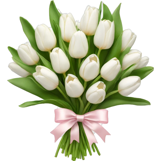White tulips bouquet with light pink bow  emoji