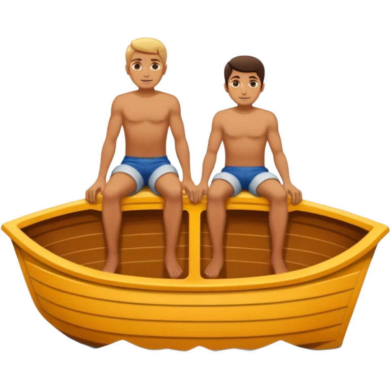 a boat sinking, upside down, with 2 people sitting on top trying to stay afloat. emoji