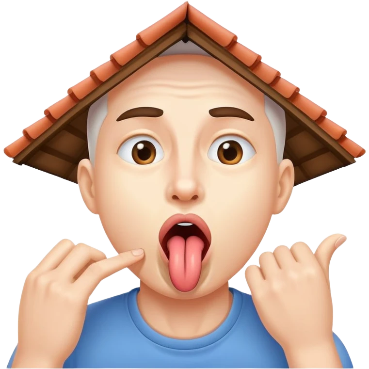person practicing facial exercise mewing with tongue against roof of mouth emoji