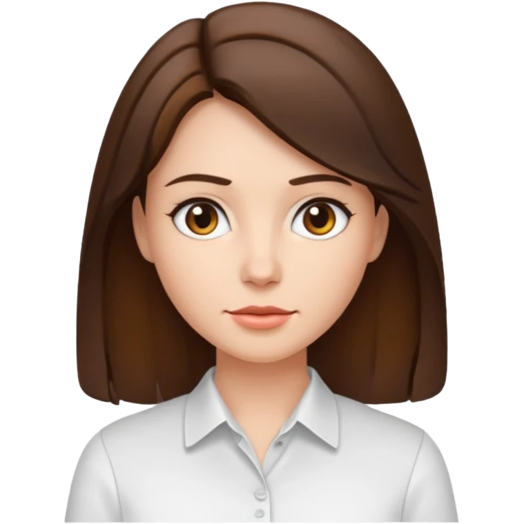Beautiful Barbie brunette hair fair skin. White shirt emoji