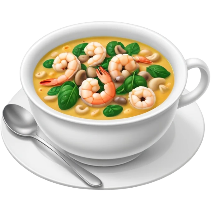 Coucous spinach mushroom shrimp soup emoji