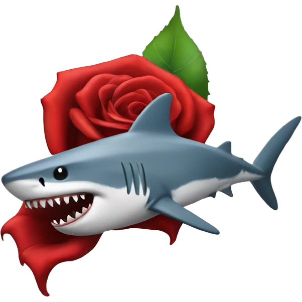 Rose in sharks mouth emoji