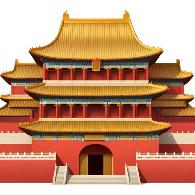 Forbidden City palace in Beijing, traditional Chinese imperial architecture, red walls and gold roof, emoji style emoji