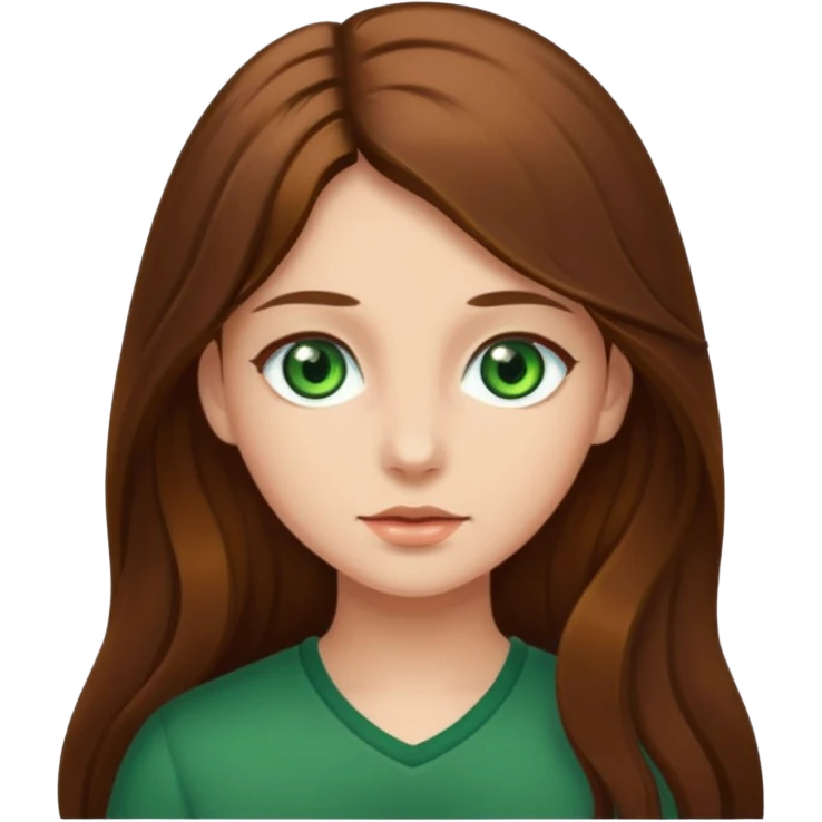 Girl with long brown hair and green eyes  emoji