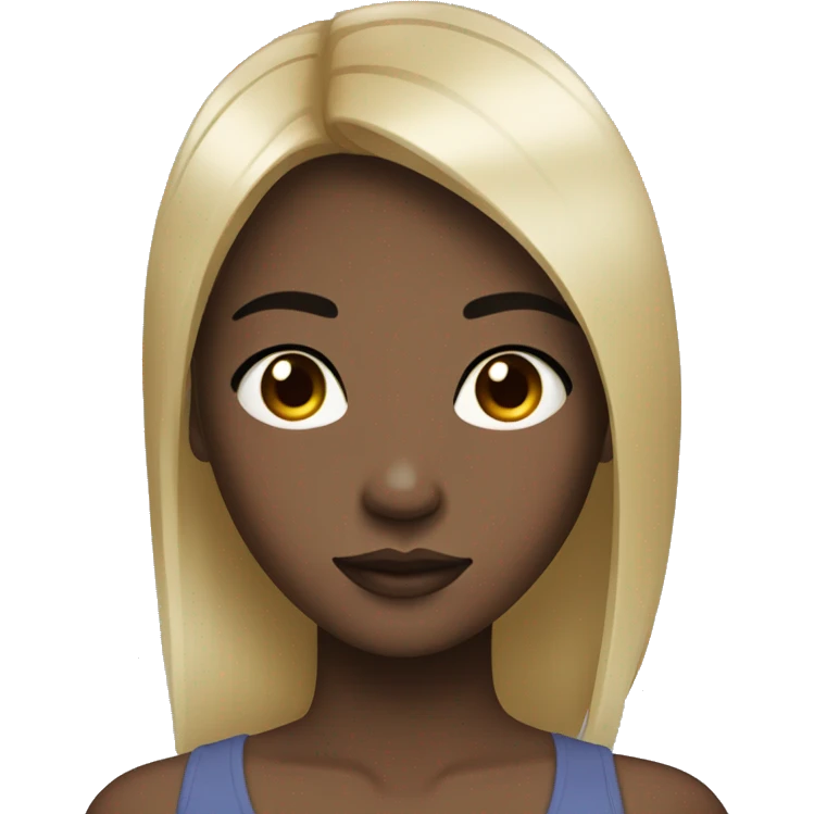 black eye and hair black skin asian girl with medium straight hair emoji