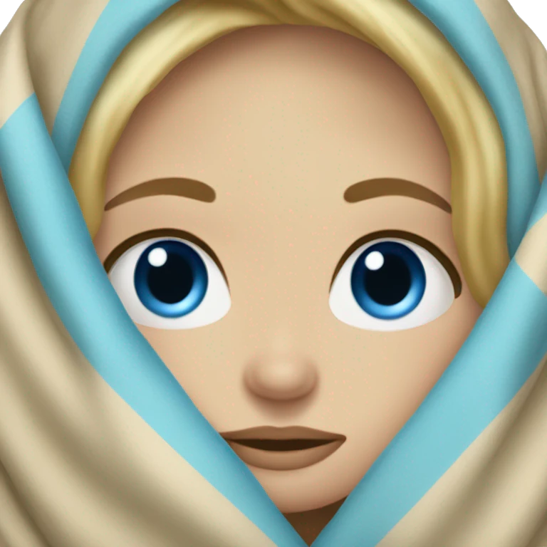 dirty blonde hair blue eyed girl with a blanket emoji