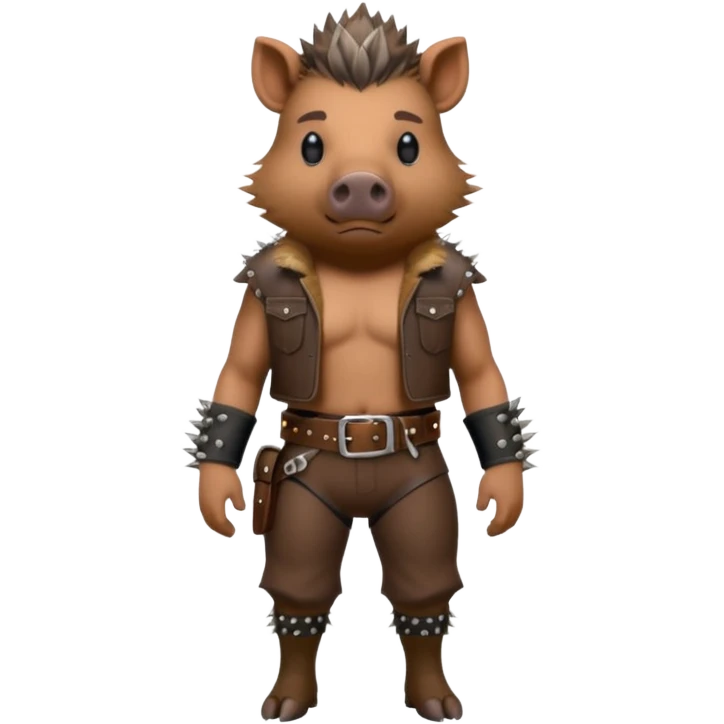 wild boar, punk hair, full body, standing, belt emoji