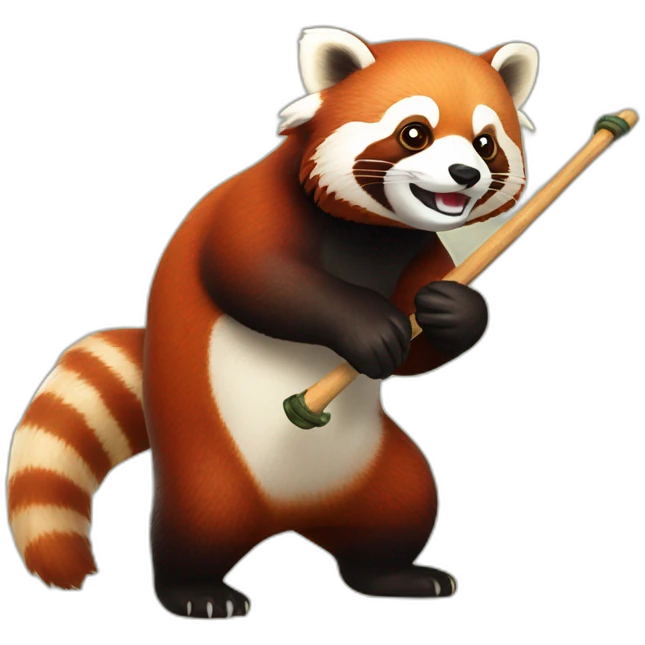 Red panda with fisching rod emoji