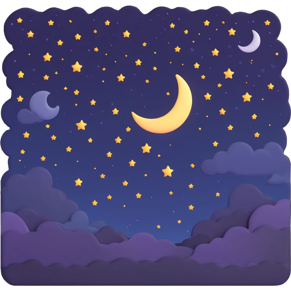 dark night sky with moon and stars emoji