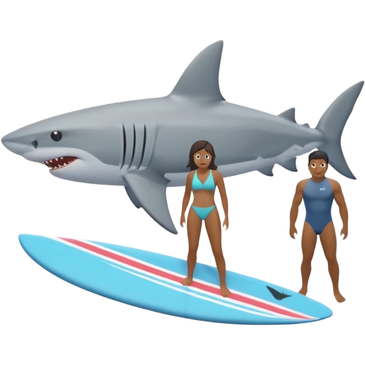 the shark next to people surfing emoji