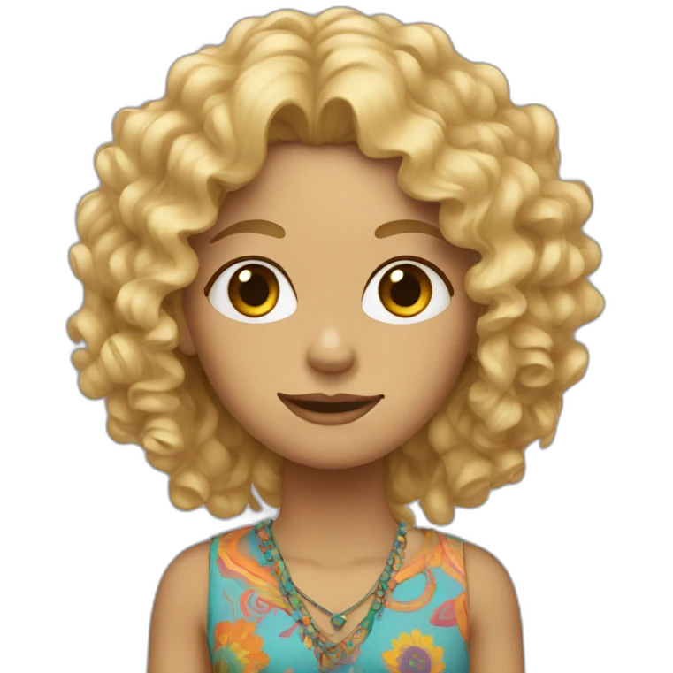 Curly blonde hippie emoji
