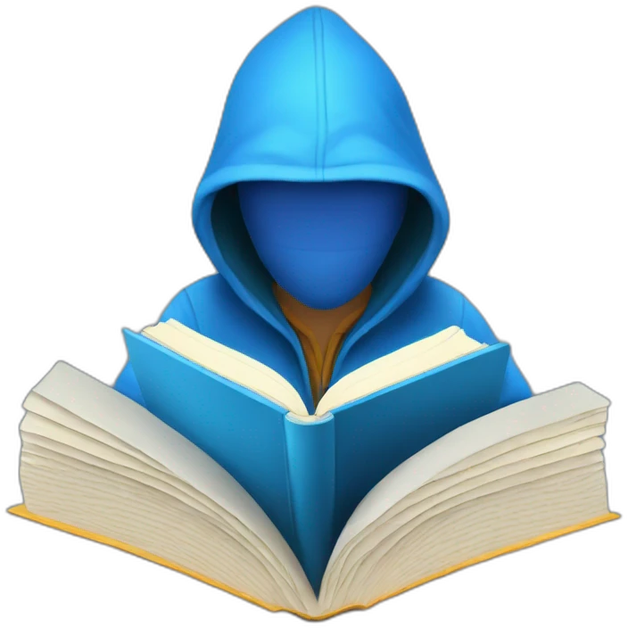 blue Hacker reading a book emoji