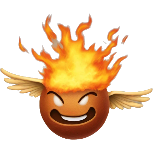 flying flaming meatball emoji