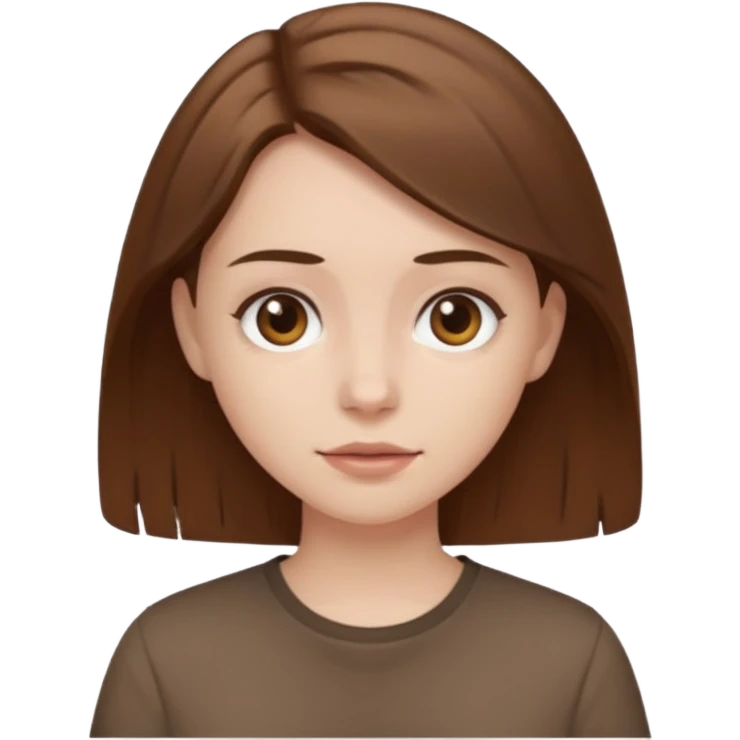 Pale girl brown hair and wearing brown shirt  emoji