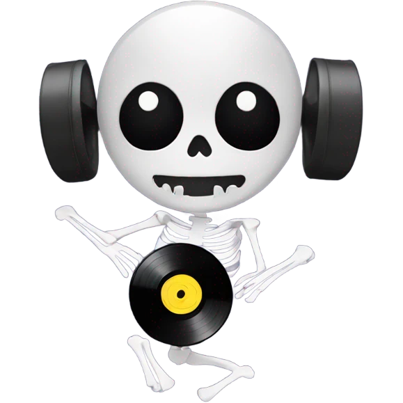 Skeleton with ears holding a vinyl record  emoji