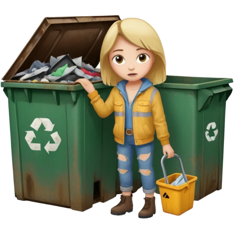 girl digging through dumpster emoji