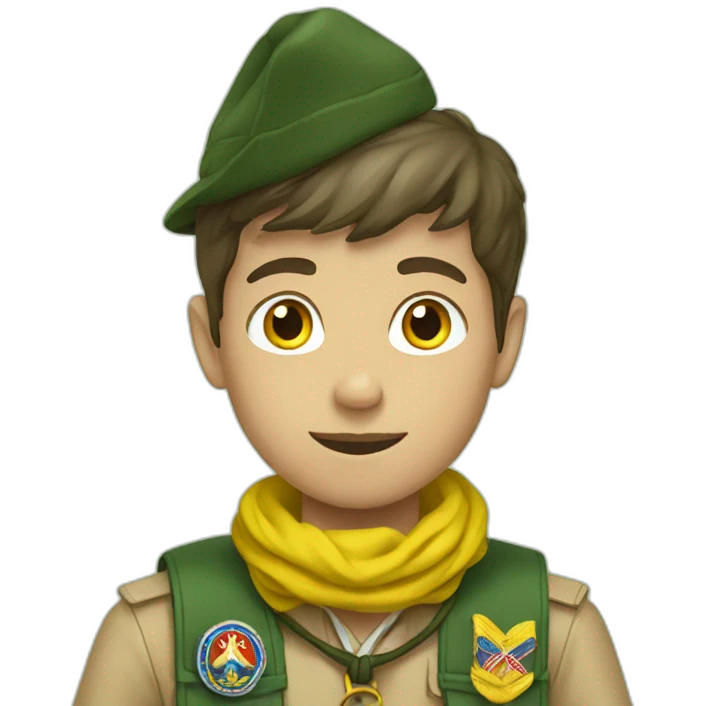 french boy scout with green and yellow scarf emoji