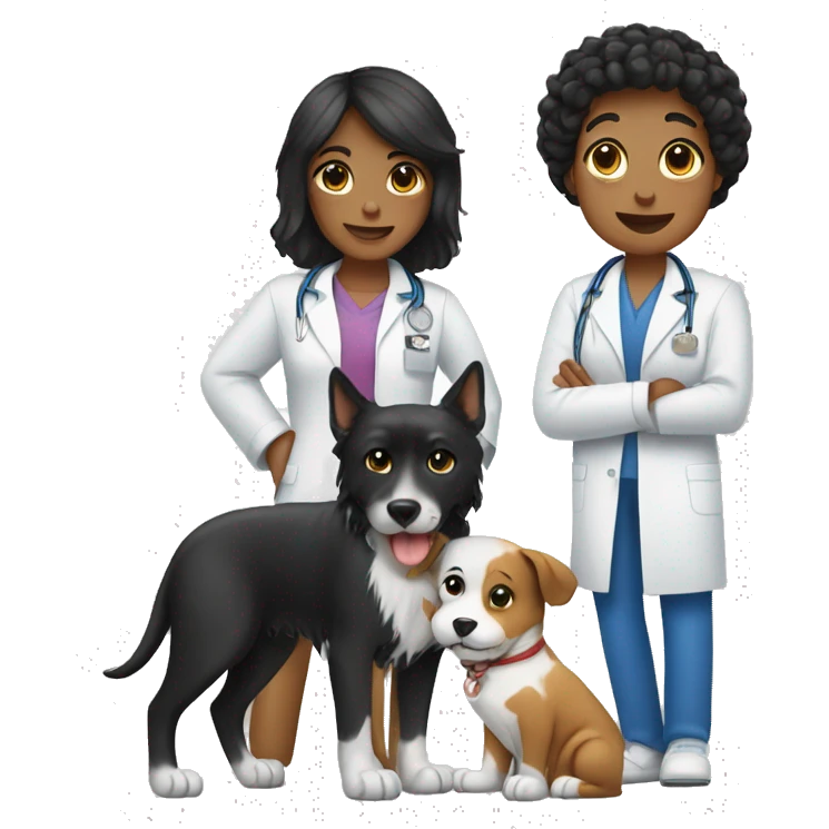 black hair vet with cat and dog emoji