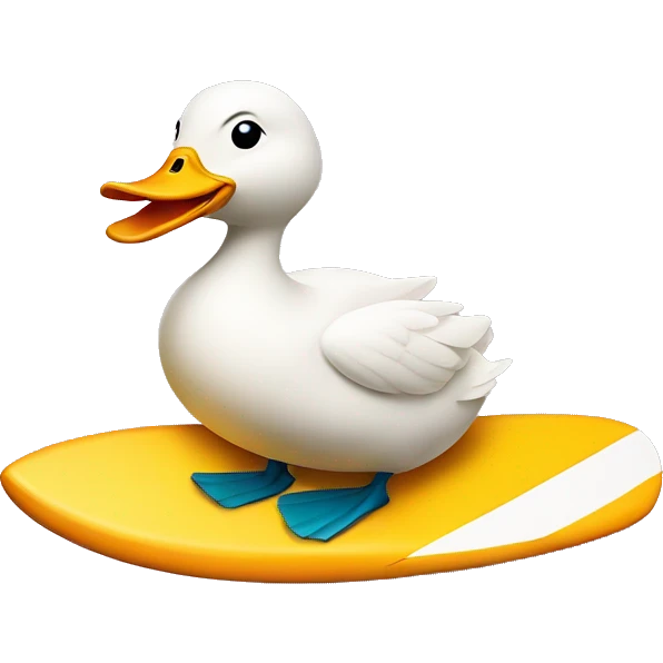 A duck on a surfboard emoji