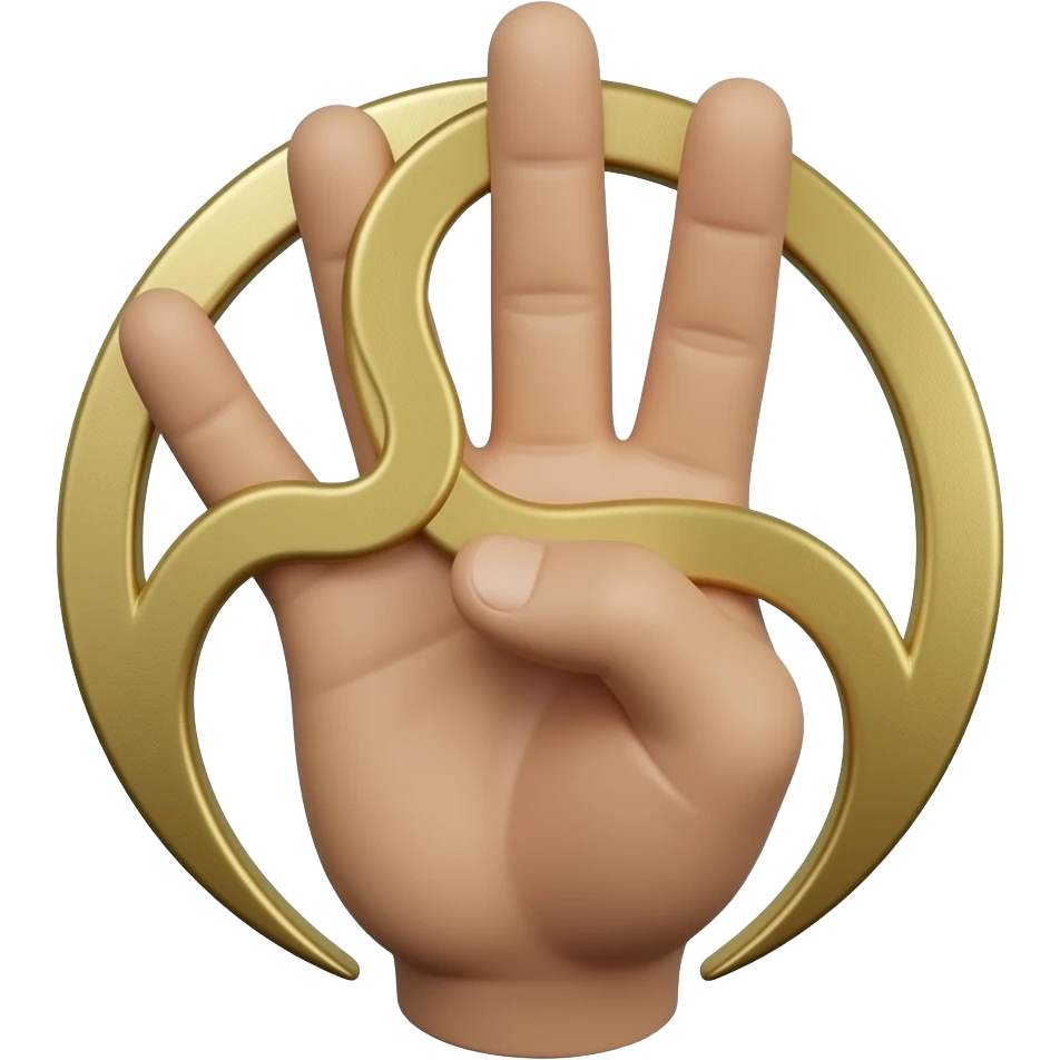 Triskelion hand sign. 3 fingers intact in middle area emoji