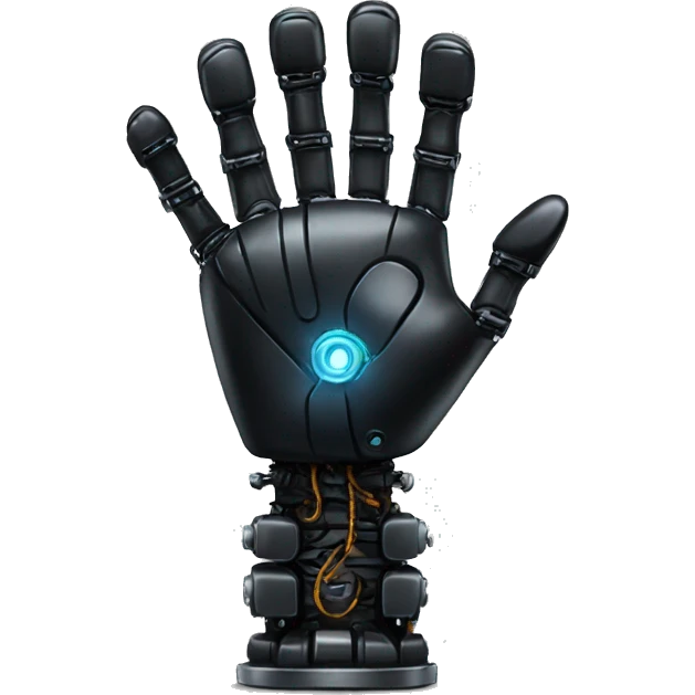 black robotic victory hand emoji