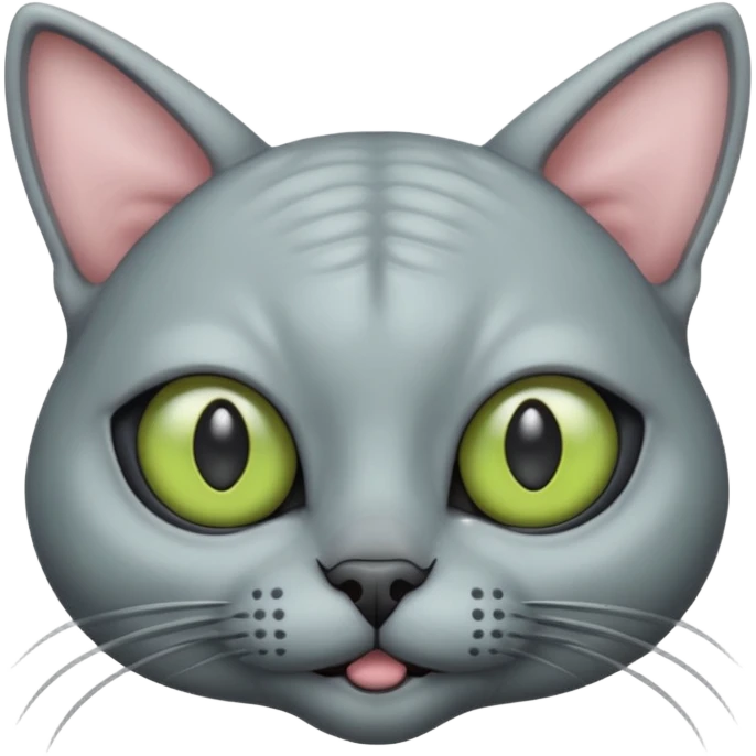 alien cat with no fur, and spectacles emoji