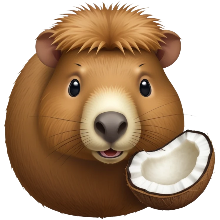 A furry capybara head attached to an oval coconut body with the coconut's natural texture emoji