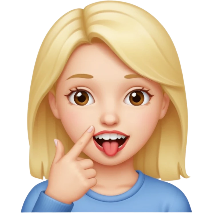 Girl biting finger with teeth only index finger emoji