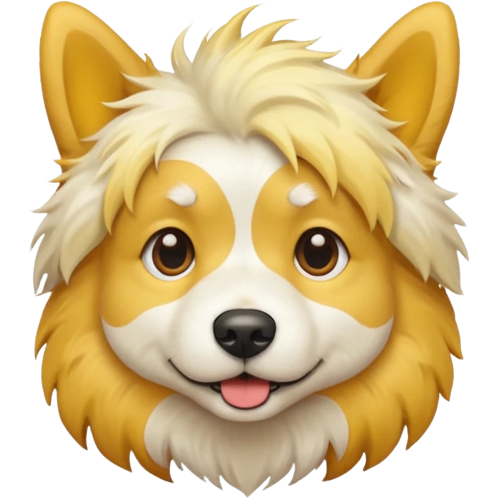 yellow and white dog with messy hair emoji
