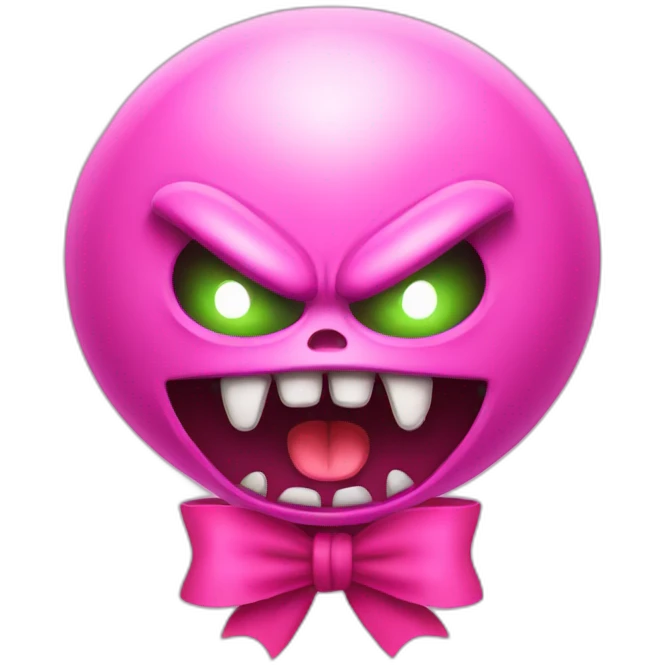 Angry and mad alien with a pink bow emoji