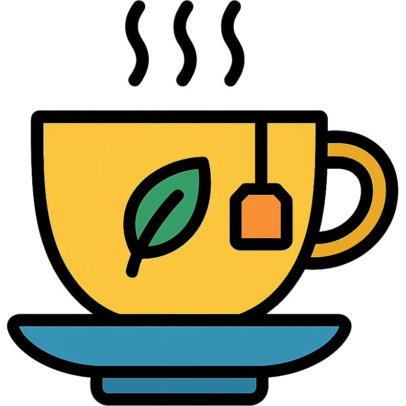 teacup with steam and subtle branding, clean lines ecommerce icon emoji