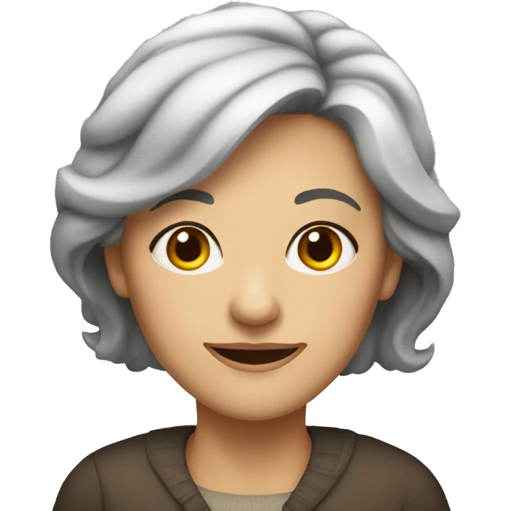 middle age woman long slightly grayhair and hazel eyes  emoji