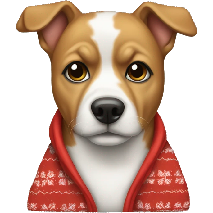 Dog wearing christmas PJs emoji