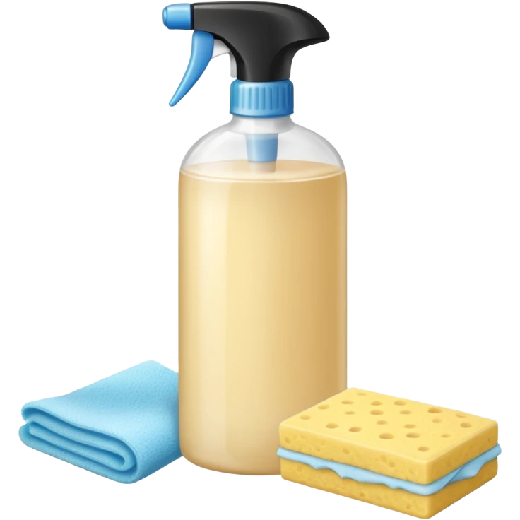 Realistic cleaning essentials with cream color emoji