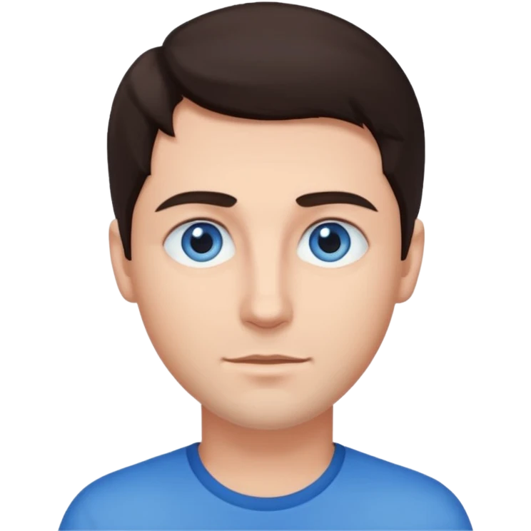 homme yeux bleu azur cheveux brun foncé emoji