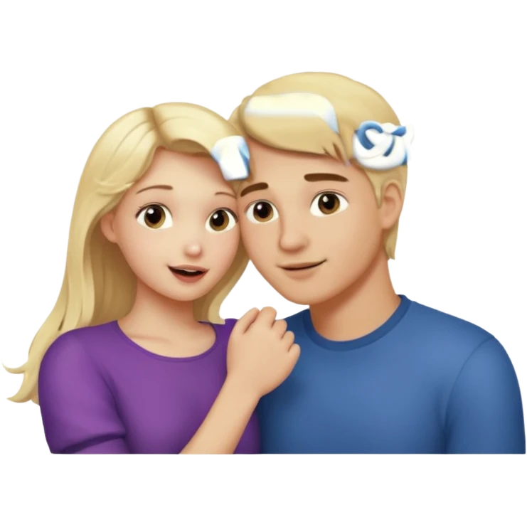 Emoji blonde girl lovingly , biting a man’s arm emoji
