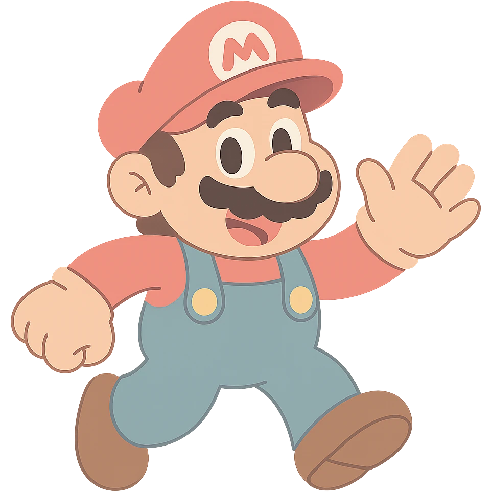 mario character pastel toon cartoon style emoji