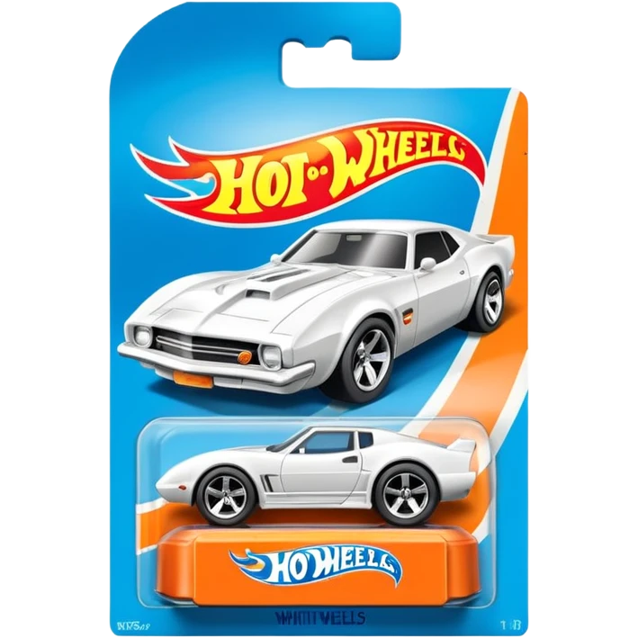 Машинка HotWheels белого цвета в классической упаковке HotWheels. emoji