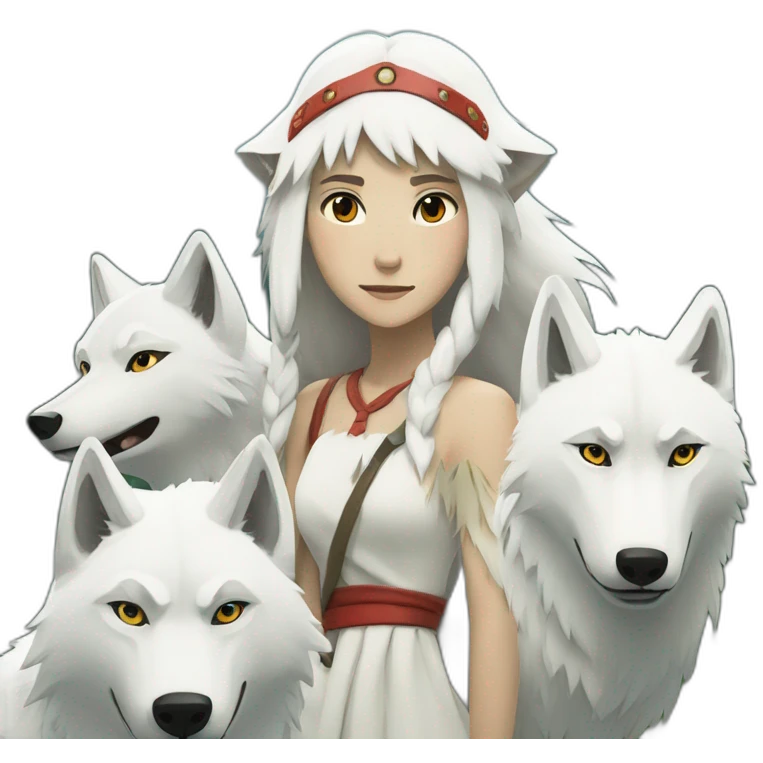 Princess Mononoke and white wolves emoji