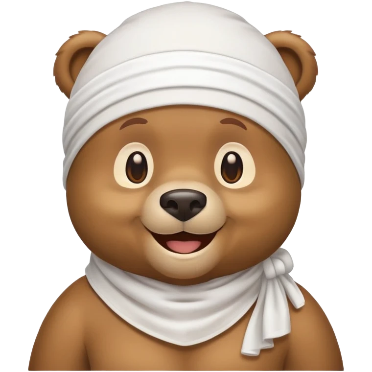 Smiling bear emoji with a white durag/headwrap emoji