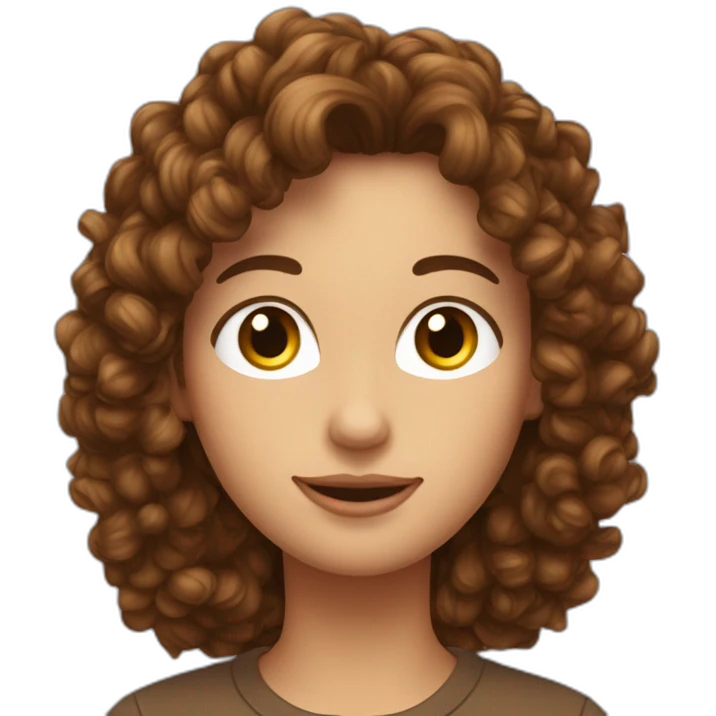 une meuf brun avec les cheveux bouclé et long emoji
