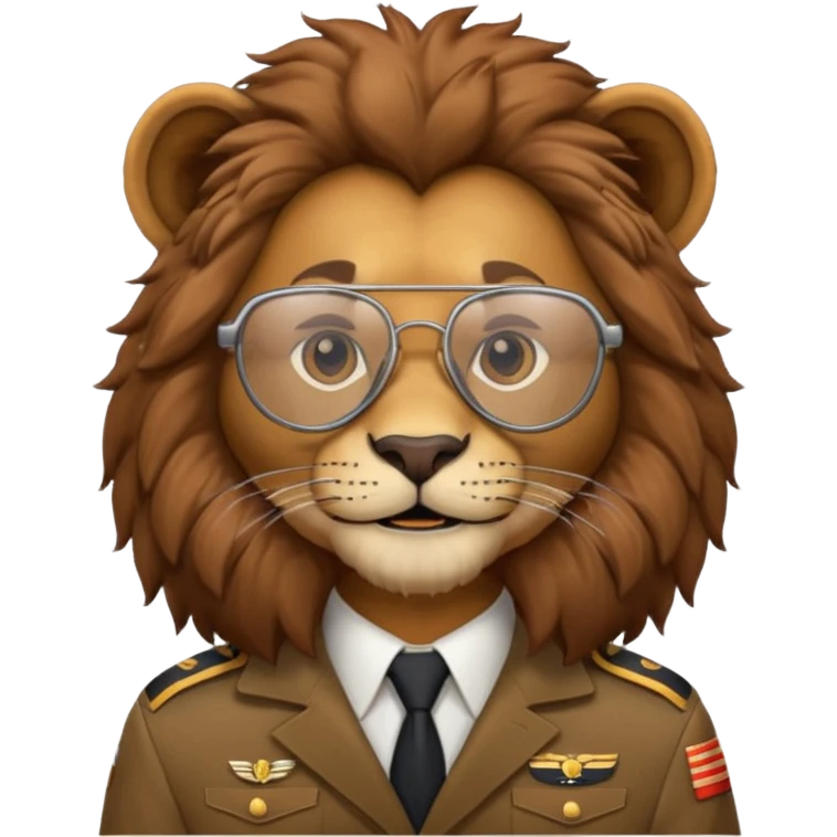 pilot lion with glasses emoji