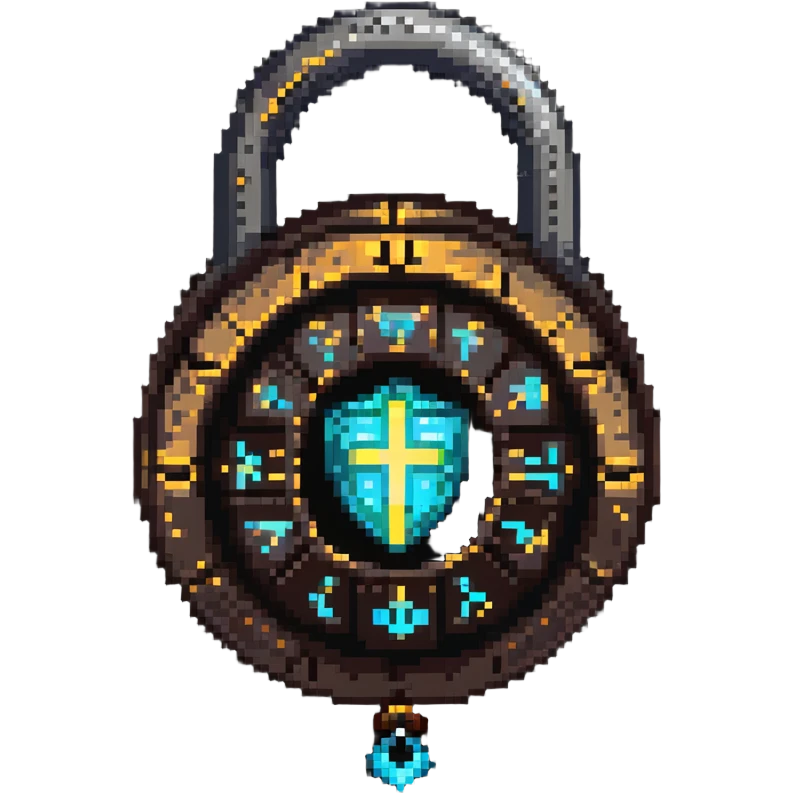 A fantasy magic lock with runes and glowing magical aura emoji
