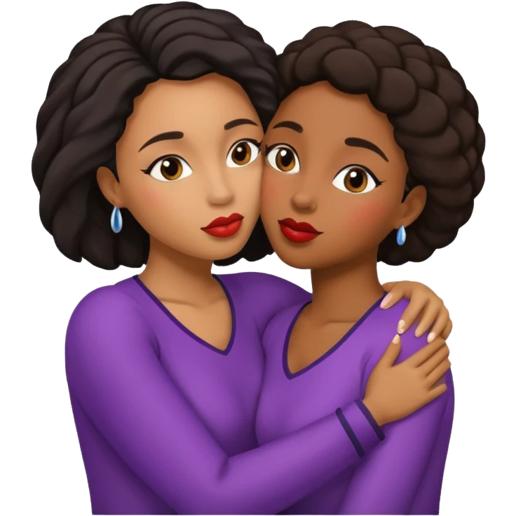 Lesbian kiss African American emoji