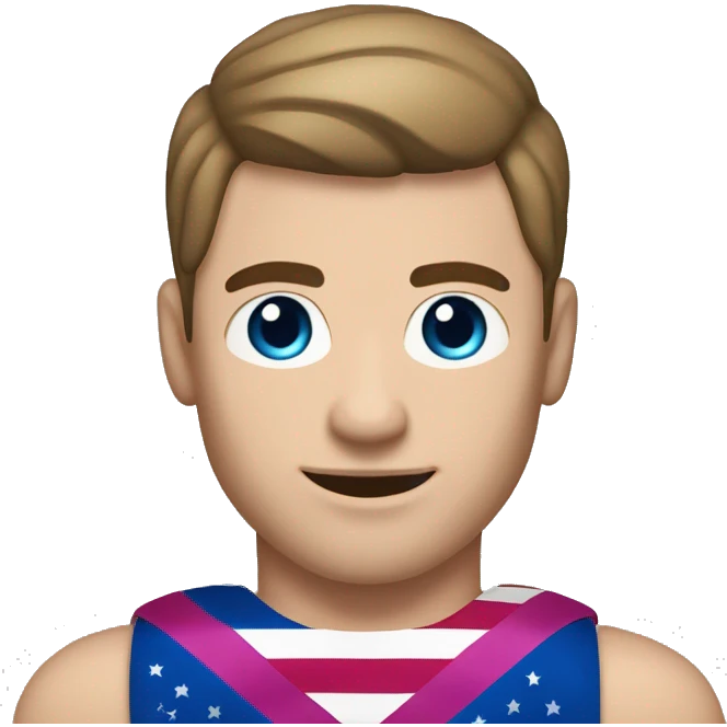 A muscular white man with half-slanted eyes hazel and brown hair style with a parting on the left side holding the bisexual flag emoji