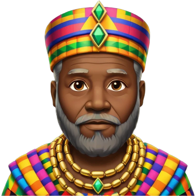 Create me an emoji of a beautiful Old African King with a beard wearing a neon Colorful gradient African Kente patterns emoji
