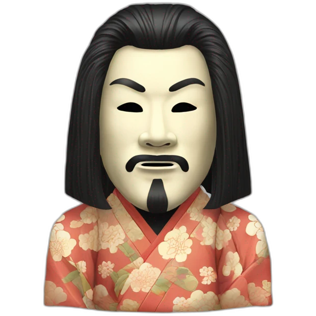 noh-mask-longhair-japanese-kimono-massive-man emoji
