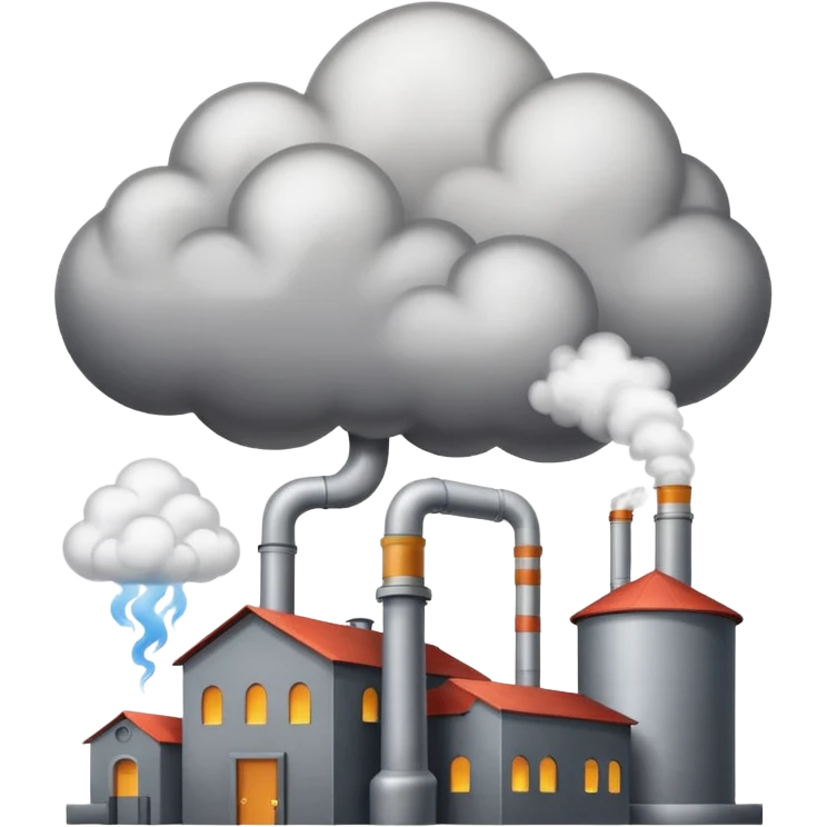 factory with large smoke clouds, emoji style emoji